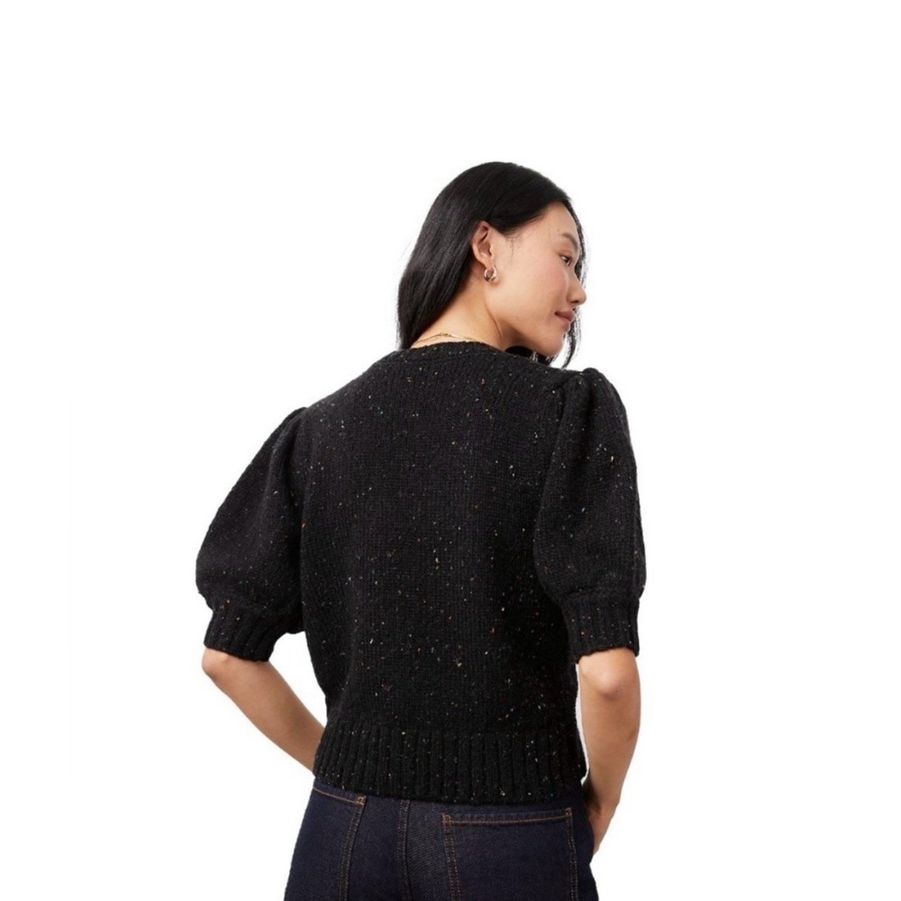 NEW Rails Isla Black Confetti Short-Sleeve Cardigan Sweater Size XL Neutral NWT - Picture 2 of 9